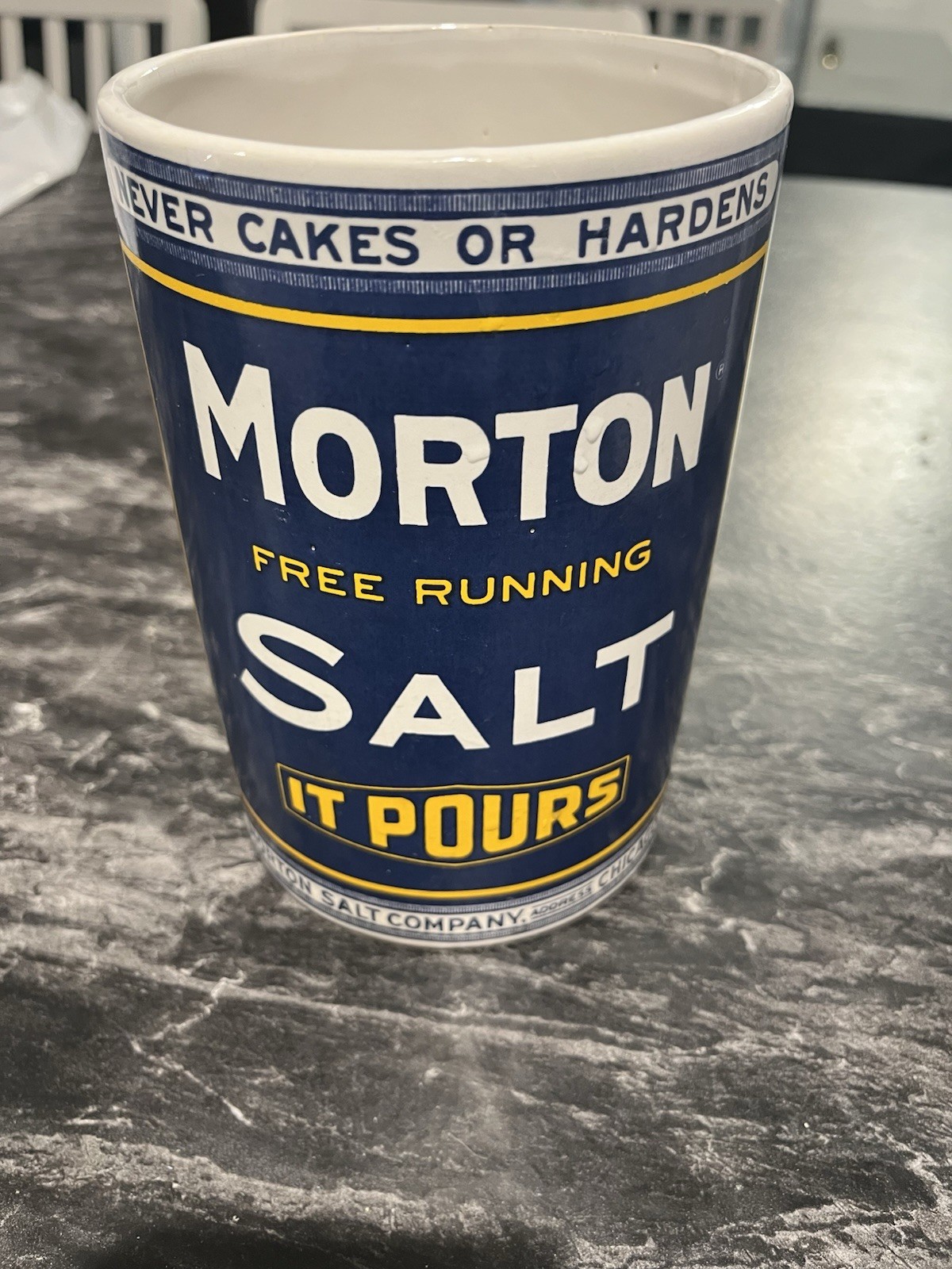 Original Morton Salt Ceramic Kitchen Utensil Canister \