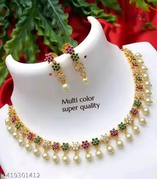 Indian Bollywood Style Designer Gold Plated Fashion Bridal Jewelry Necklace Set