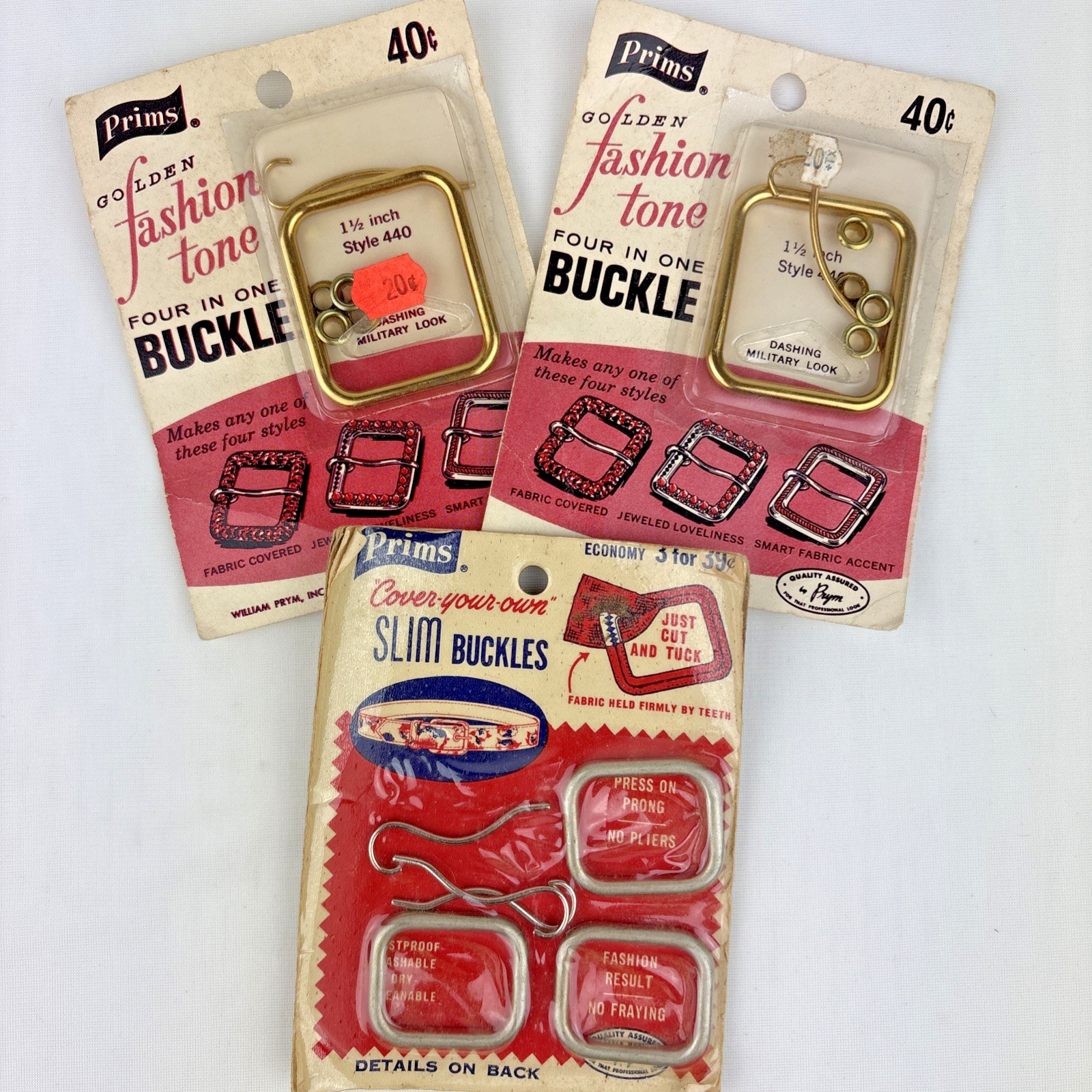 3 Packs Vintage Sewing Craft Buckles for Belts NEW in Packages DIY Custom Belts