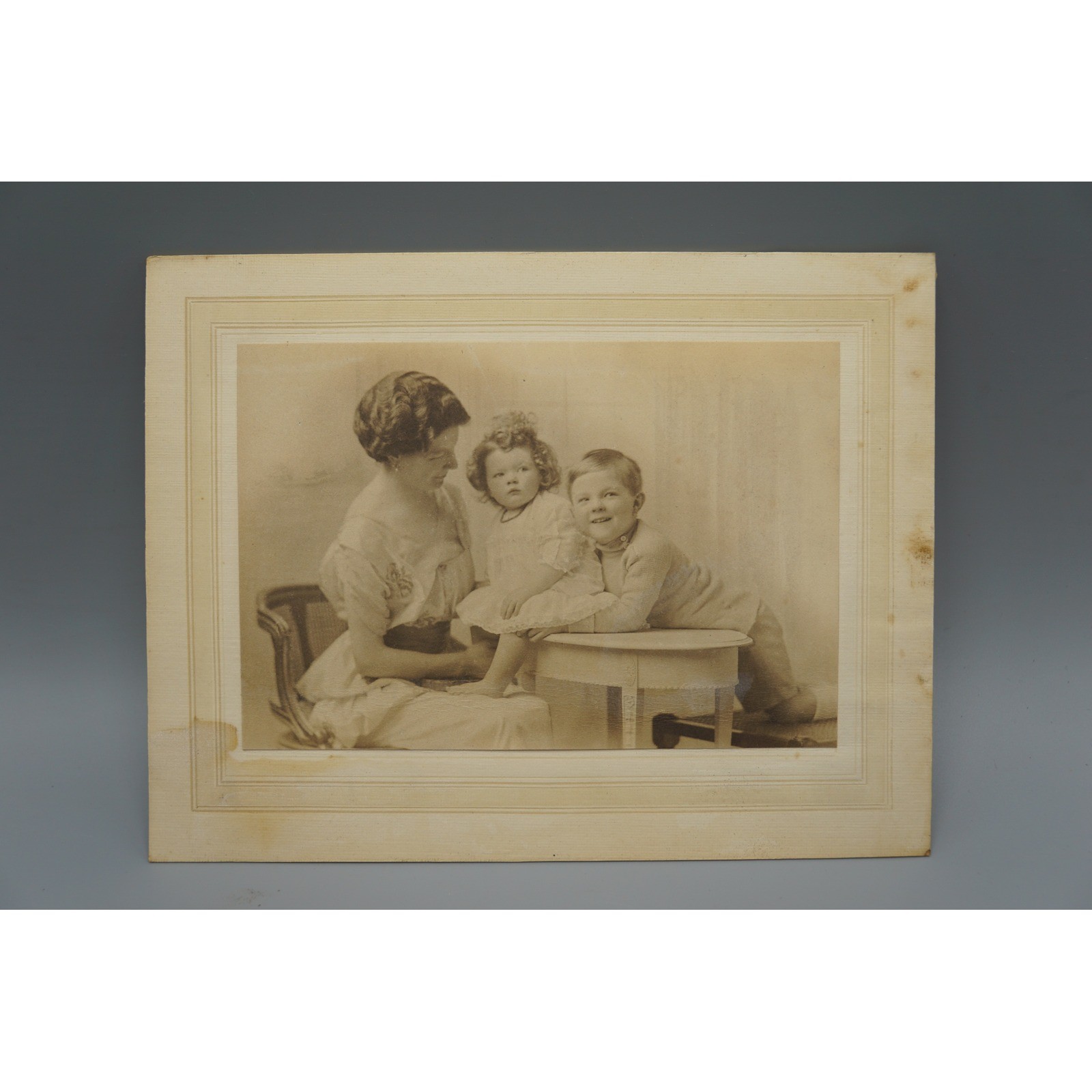 Antique Sepia Studio Portrait Mother Children Vintage Family Photograph 1910s Antique Sepia Studio Portrait Mother Children Vintage Family Photograph 1910s