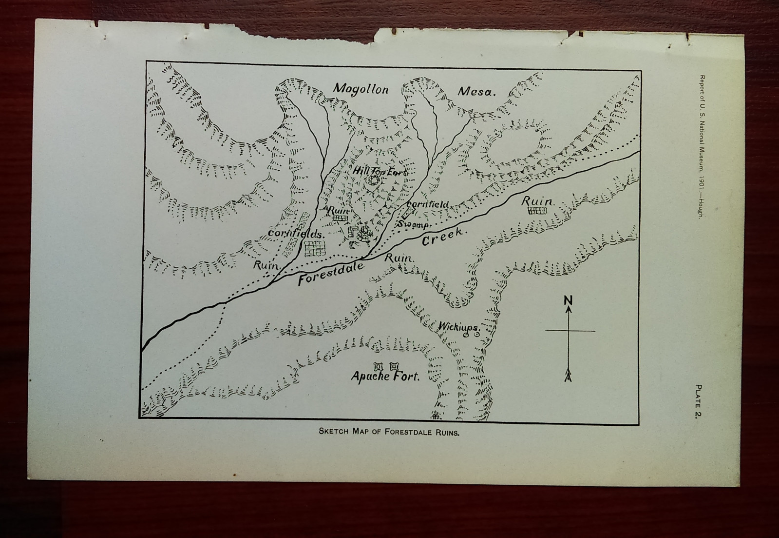 1901 Sketch Map of Forestdale Ruins Apache Fort Mogollon Mesa
