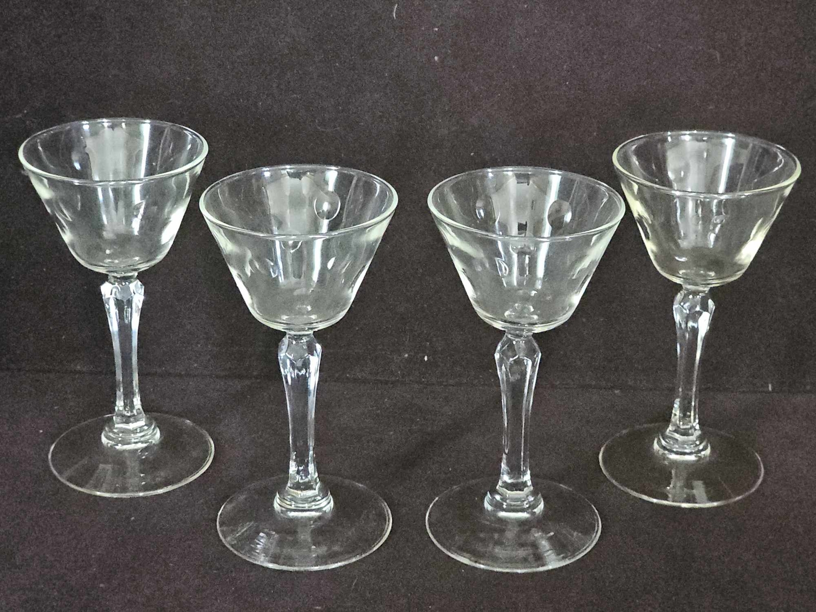 4 Vintage Liquor Cocktail Etched Dot Glasses by Libbey Glass Stemware