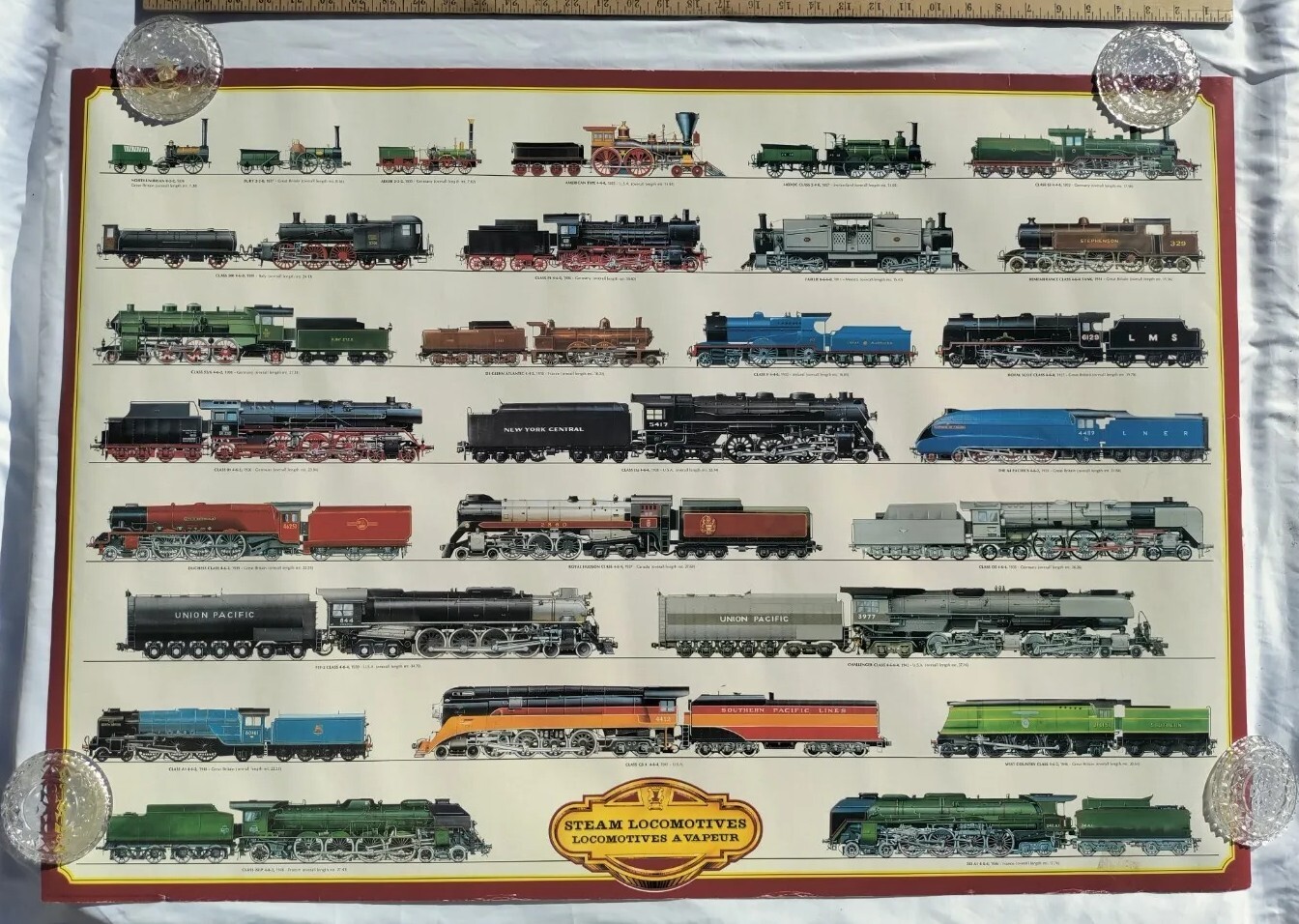 1983 STEAM LOCOMOTIVES POSTER by ITALY\'S ARTI GRAFICHE RICORDI 1983 - 38.5x26.5\