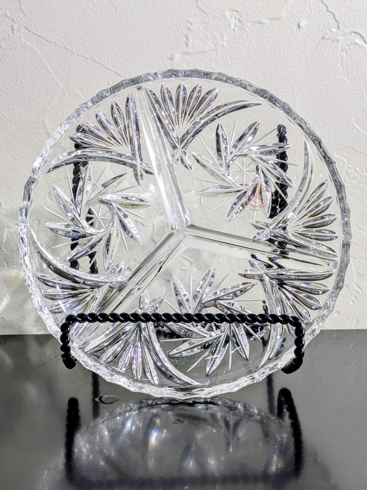 Crystal Clear Industries 3-Section Divided Relish Dish mfd. Germany Crystal Clear Industries 3-Section Divided Relish Dish mfd. Germany