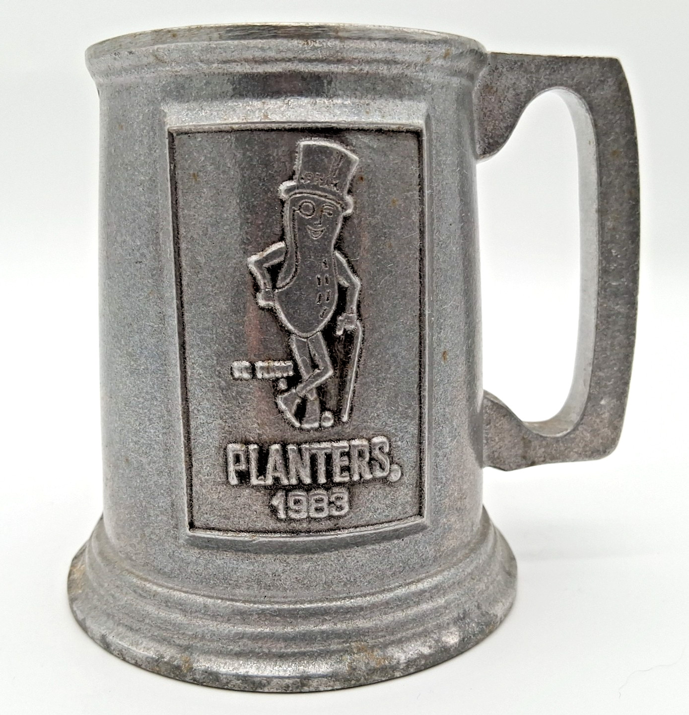 Vintage 1983 Wilton Armetale Planters Mr. Peanut Pewter Embossed Mug Collectable