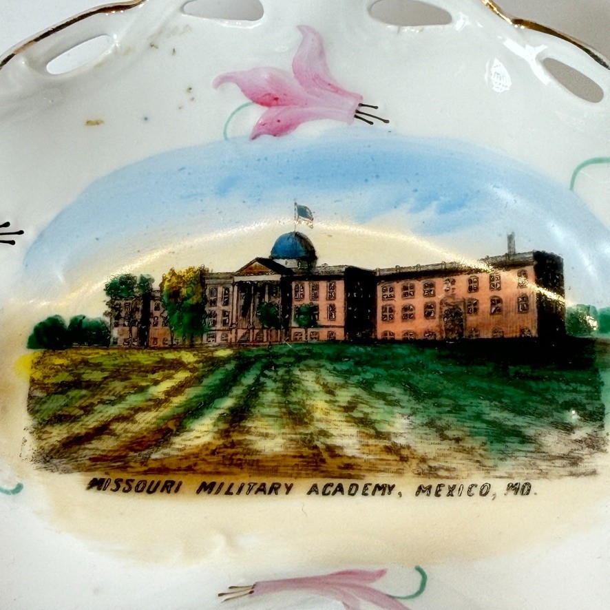 MEXICO MO Military Academy MISSOURI ANTIQUE Souvenir CHINA TRINKET DISH