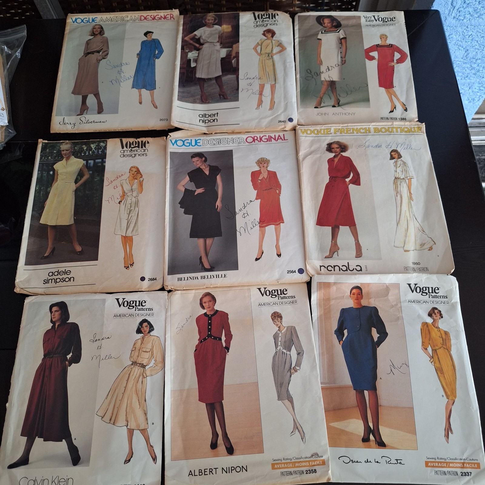 Lot 9-Vintage 1980's Vogue Designer Sewing Patterns Oscar De La Renta + Etc. Cut
