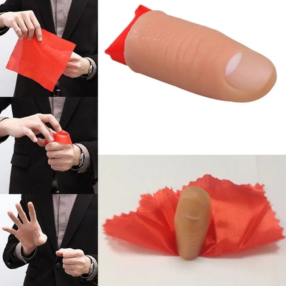 Magic Thumb Tip w/ Red Silk Vanish Appearing Trick Prop Magic Thumb Tip w/ Red Silk Vanish Appearing Trick Prop