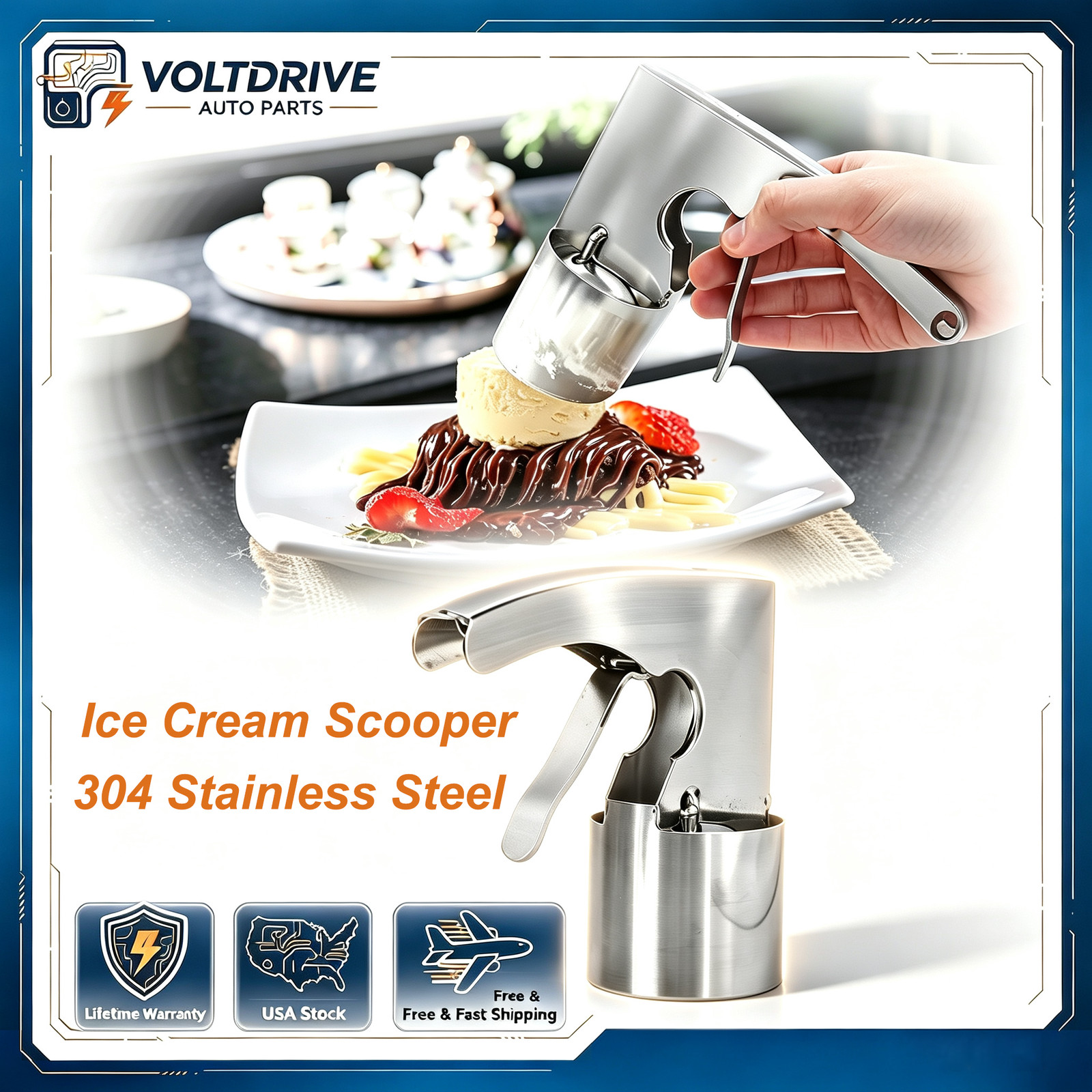 Thrifty Old Time Ice Cream Scooper Original 304 Stainless Steel Scoop HD