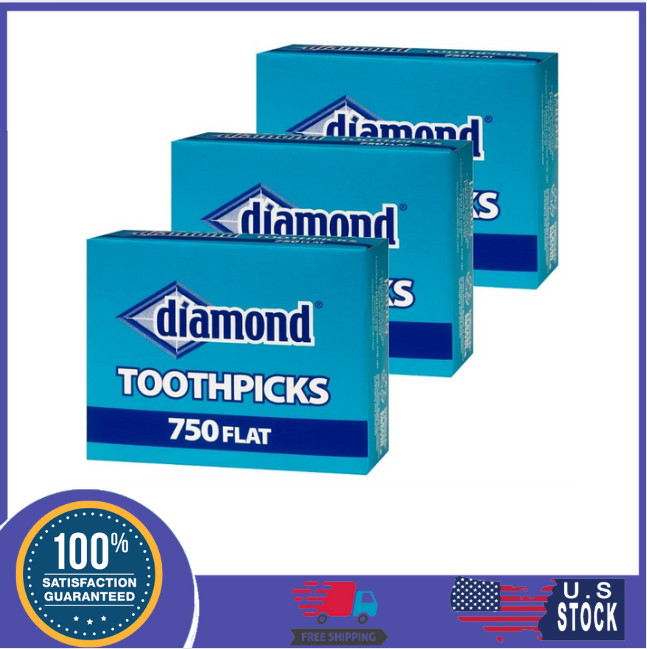 Diamond Flat Toothpicks 750ct, 3 Pack