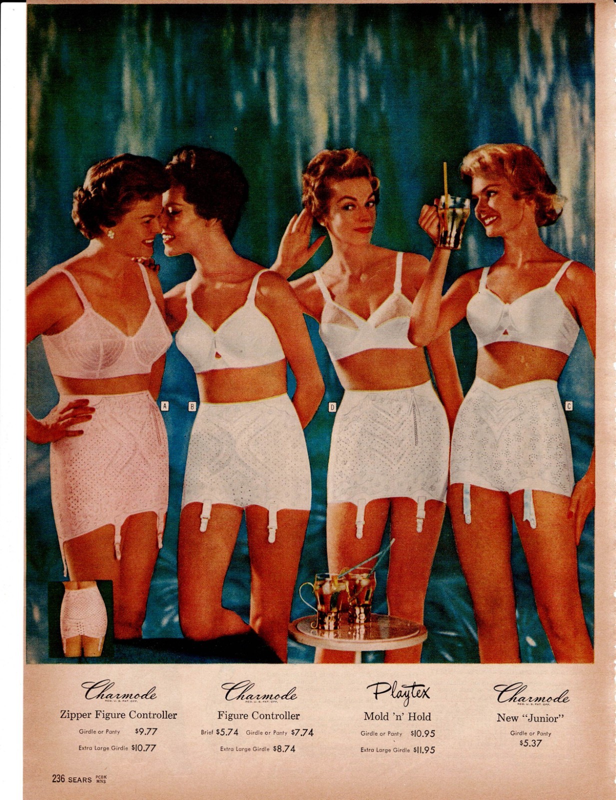 VINTAGE 60\'S LADIES TEEN CHARMODE GIRDLES BRAS PHOTO CLIPPING CATALOG ADS PRINTS