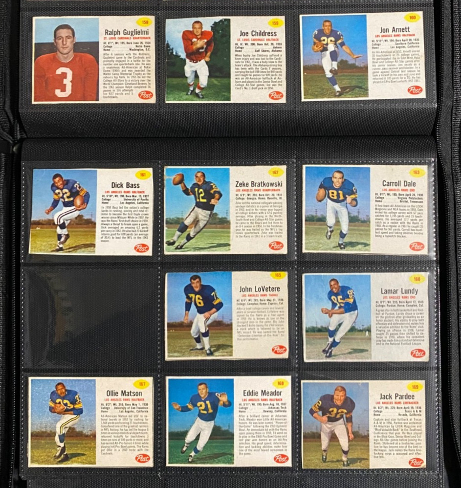 FOOTBALL CARDS:1962 POST CEREAL LOS ANGELES RAMS 13 OF 14, MISSING #164
