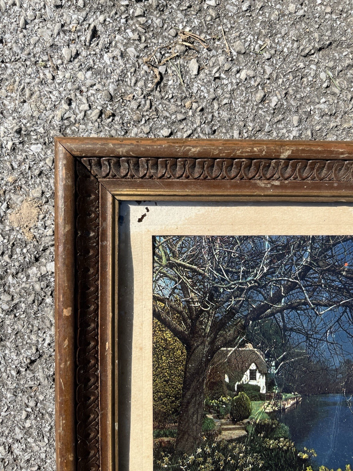 Solid Wood Hand Carved Deep Relief Picture Frame-Dufex Foil Print+glass Included