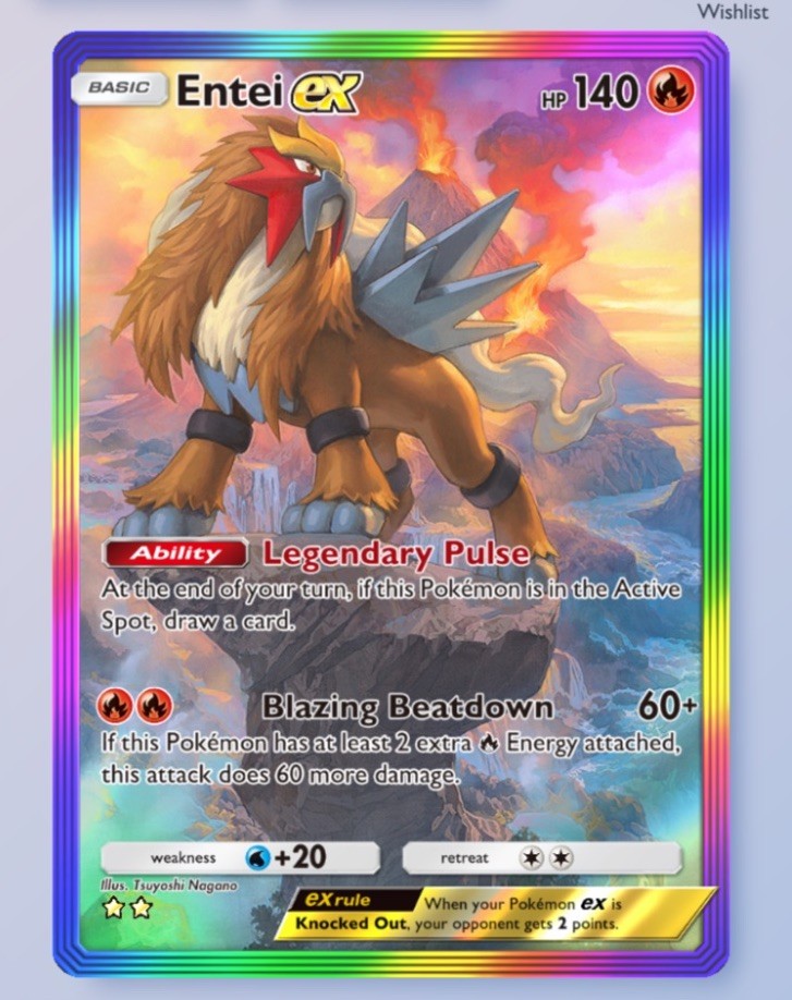 Pokemon TCG Pocket - Entei EX - Rainbow 2⭐- Secluded Springs - ENGLISH