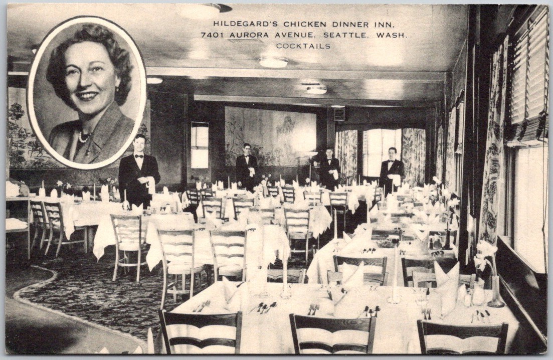 c1950\'s Hildegard\'s Chicken Dinner Inn Restaurant Seattle Washington WA Postcard