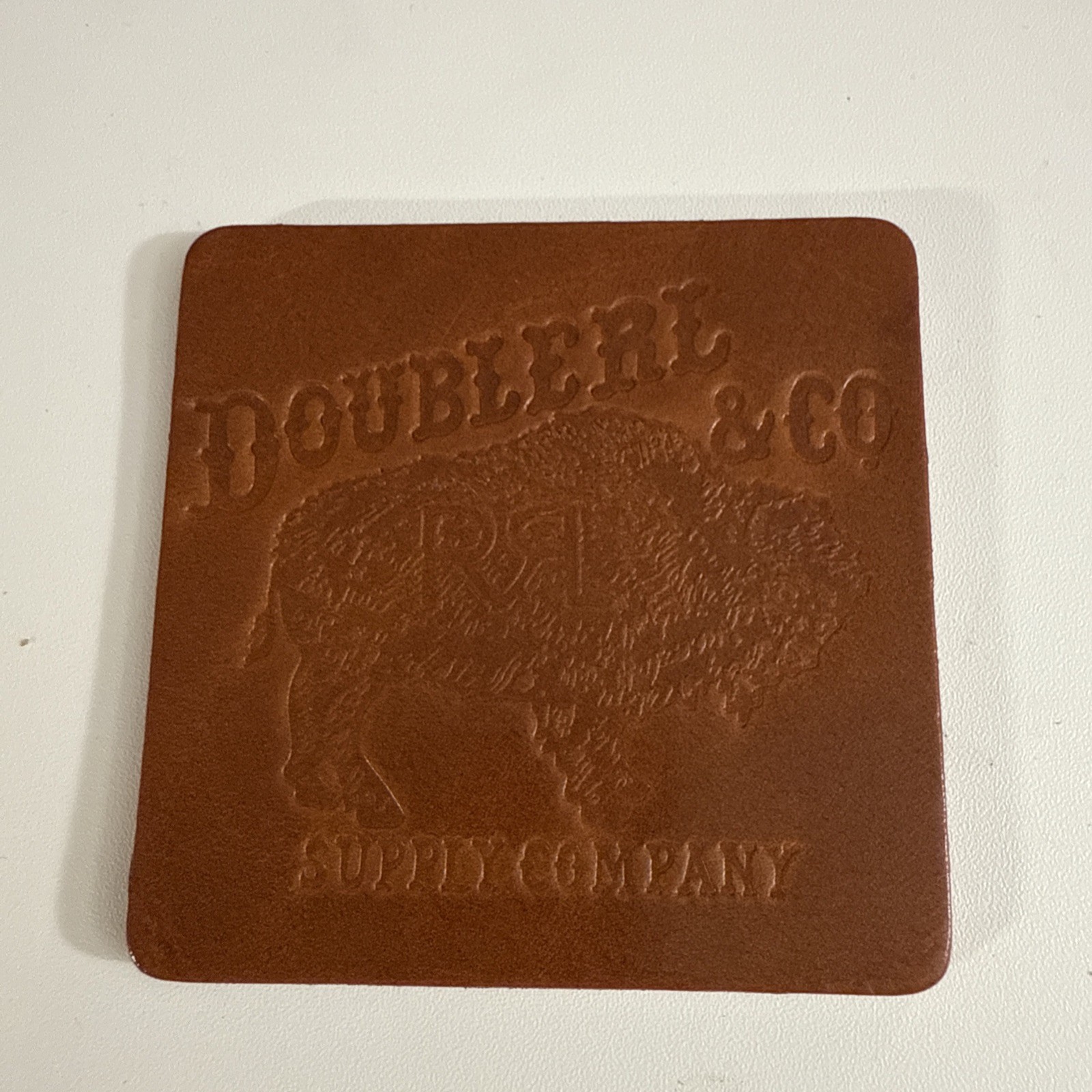 RL Double RL Hand Tooled Coaster 3 Inch Rare Vintage
