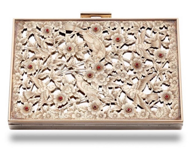 Magnificent Large Signed Boucheron Minauidere French Silver, 18k Gold & Rubies