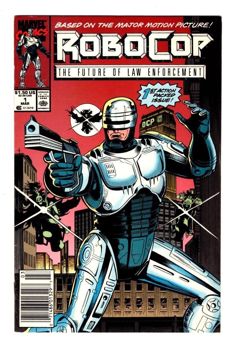 ROBOCOP #1 (VF+ 8.5) NEWSSTAND / 1st ROBOCOP in COMICS /1990 BASED ON MOVIE *
