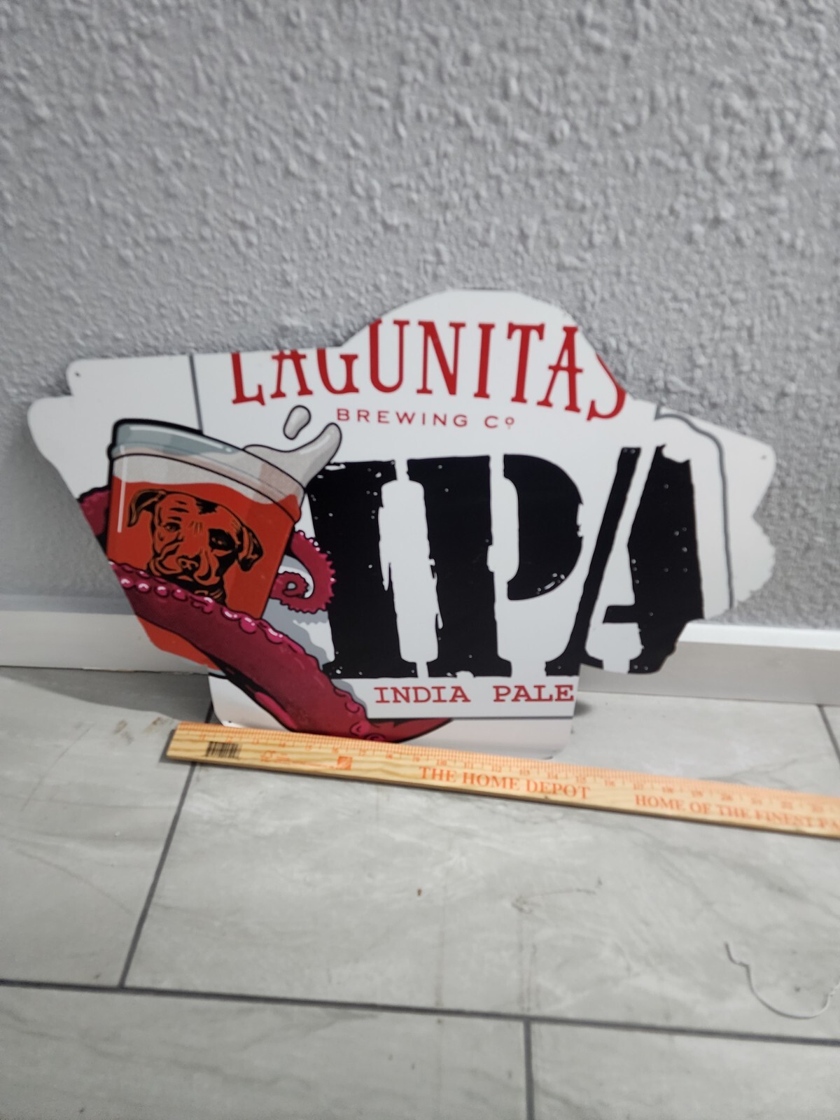  Lagunitas Ipa Metal Wall Sign Beer Bar Pub Dog Man Cave Miscut Htg Rare Brewery