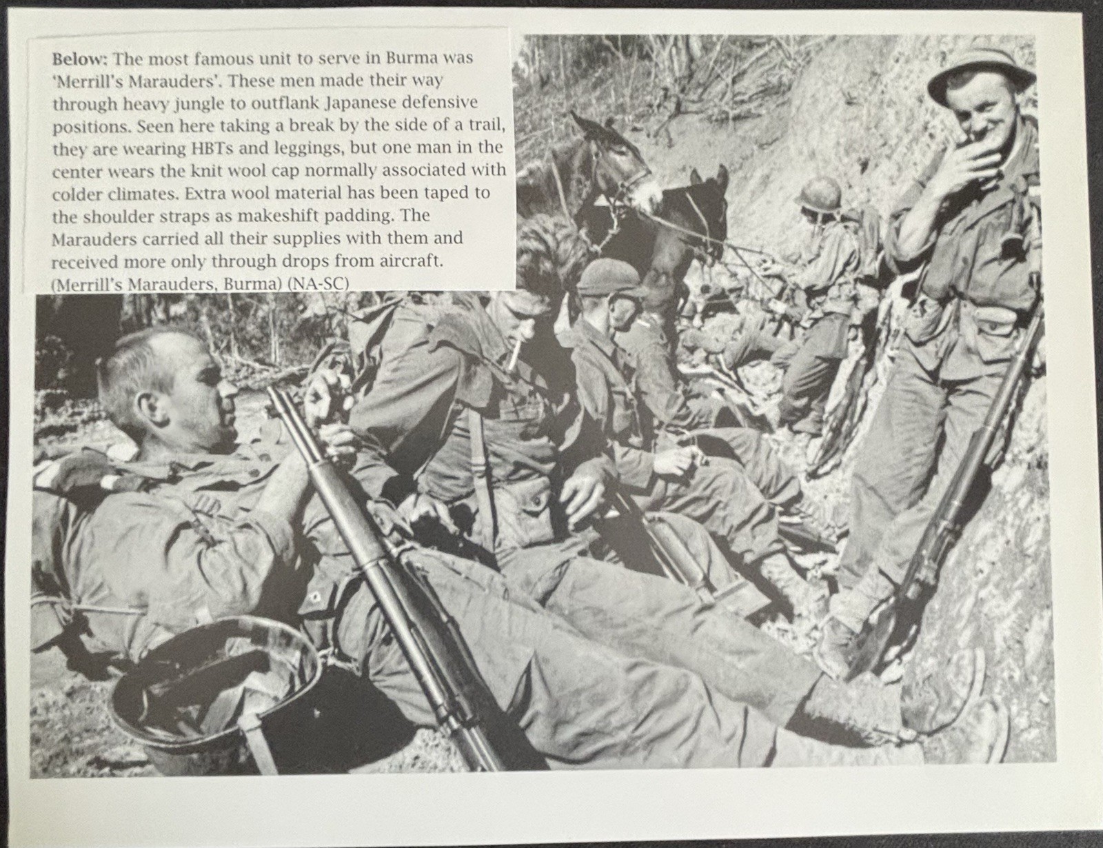 Book Clipping Photo Merrill’s Marauders Burma WWII 