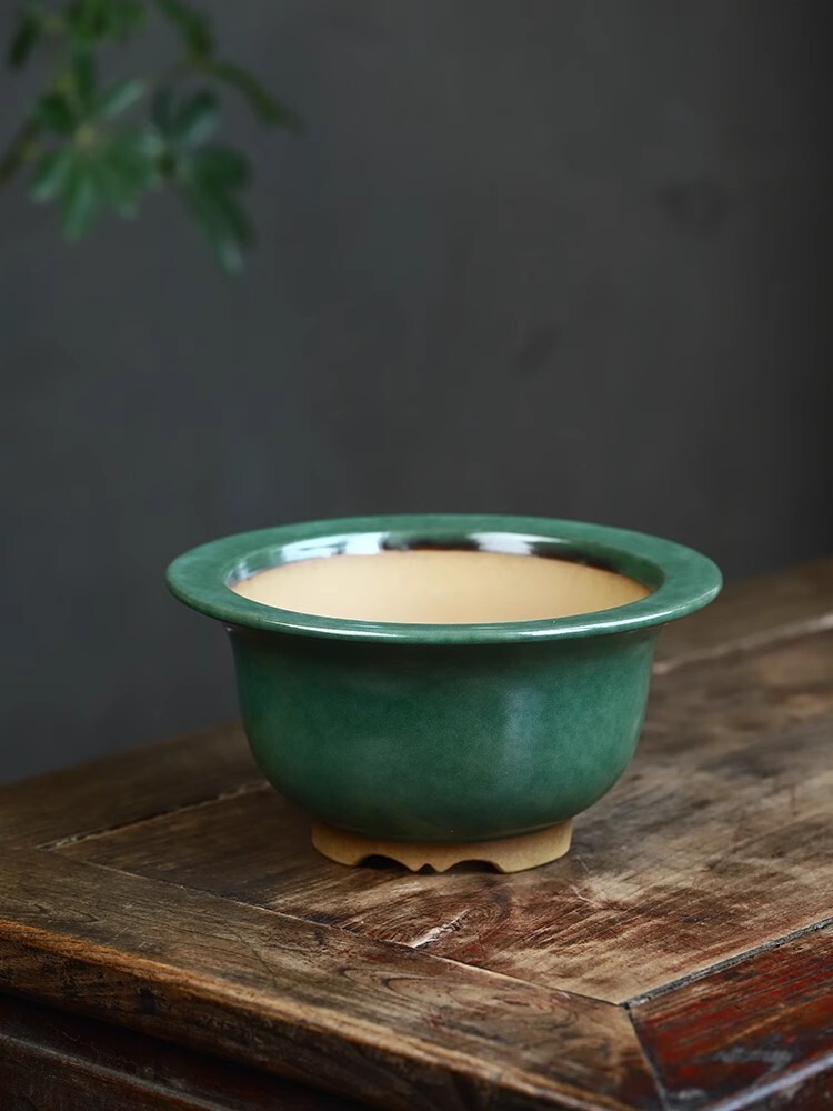 7.5in Chinese Yixing Zisha Glaze Plant Pots, Collectible Artisan Craft Bonsai 