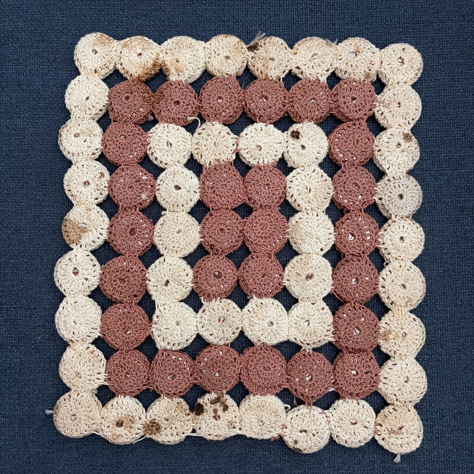Vintage Crochet 1960s Hot Pad Trivet Coke Tour The World Bottle Caps 72 Square