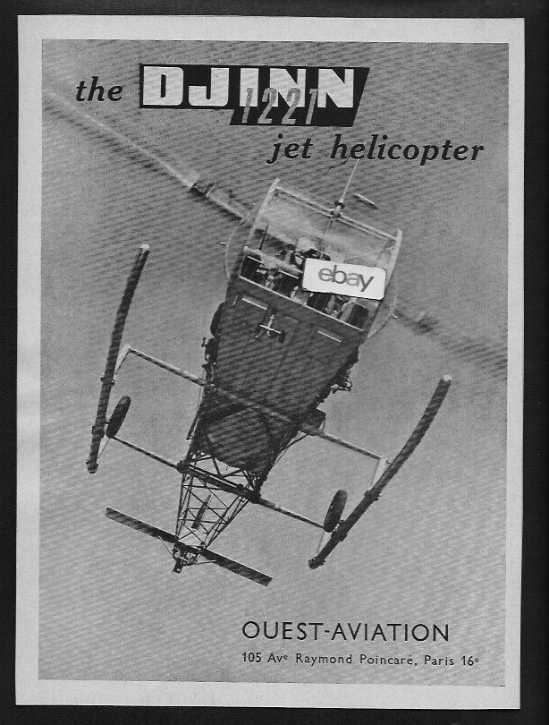 OUEST-AVIATION PARIS,FRANCE THE DIJINN 1221 JET HELICOPTER 1956 AD