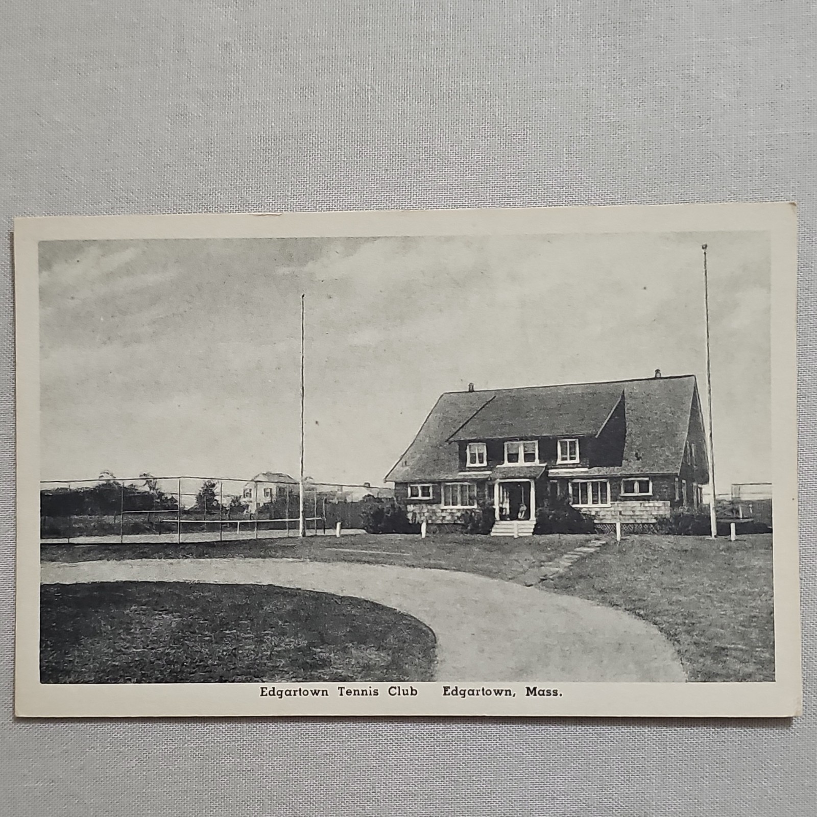 Edgartown Drug Co. Postcard Edgartown Tennis Club MA Unposted Lithograph