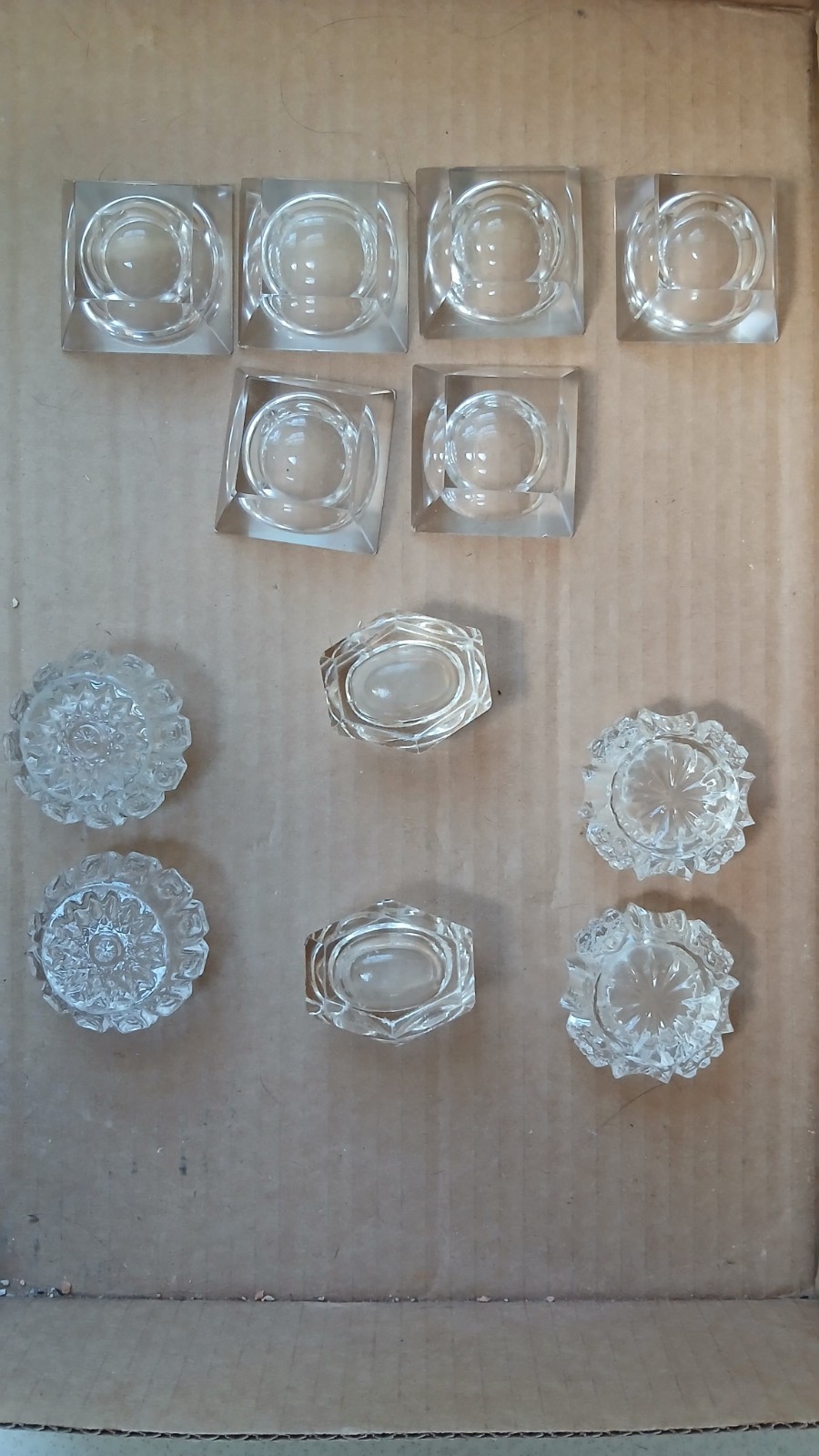 12 vintage Glass Crystal Salts