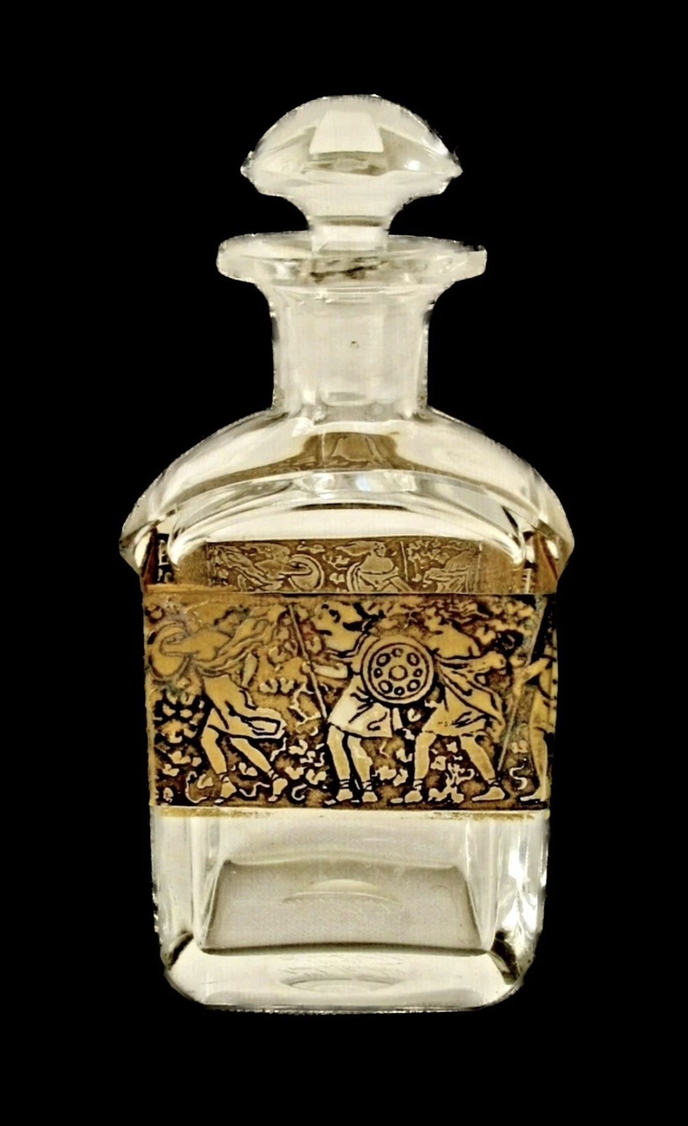🔥 Moser Art Déco 1920’s 24k Gold Warrior Frieze Signed Perfume Bottle