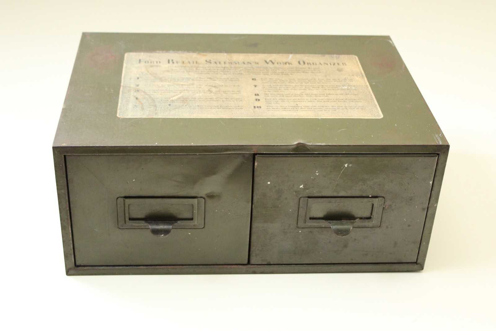 1936 Ford Salesman\'s Work Organizer Union Steel Chest 2 Drawer Vintage Dealer