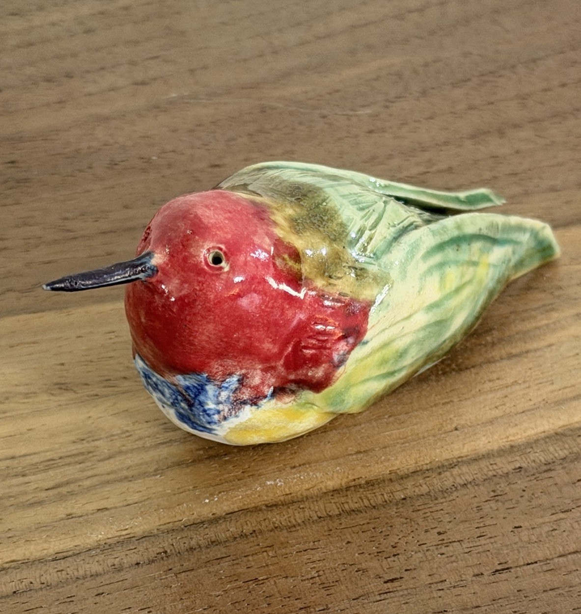 Ceramic Hummingbird Hand Painted Glazed  Nature Outdoor Wildlife Bird