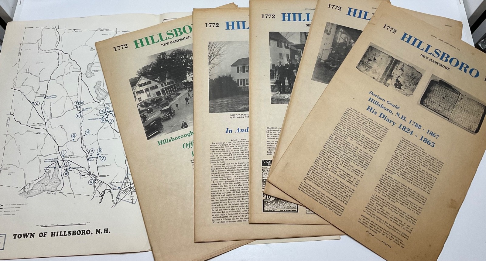 1972 Hillsboro NH Bicentennial History Newspaper Map Program 1772 New Hampshire