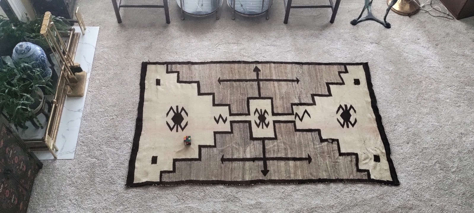 Antique NAVAJO Wool rug STORM pattern 52