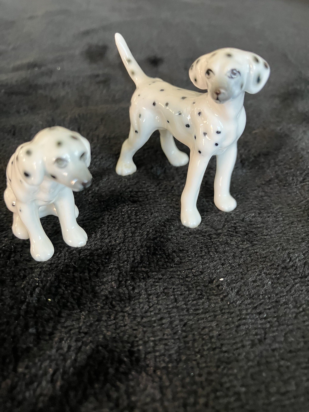 Vintage 2 Dalmatian Dogs Spotted Bone China Made In Japan