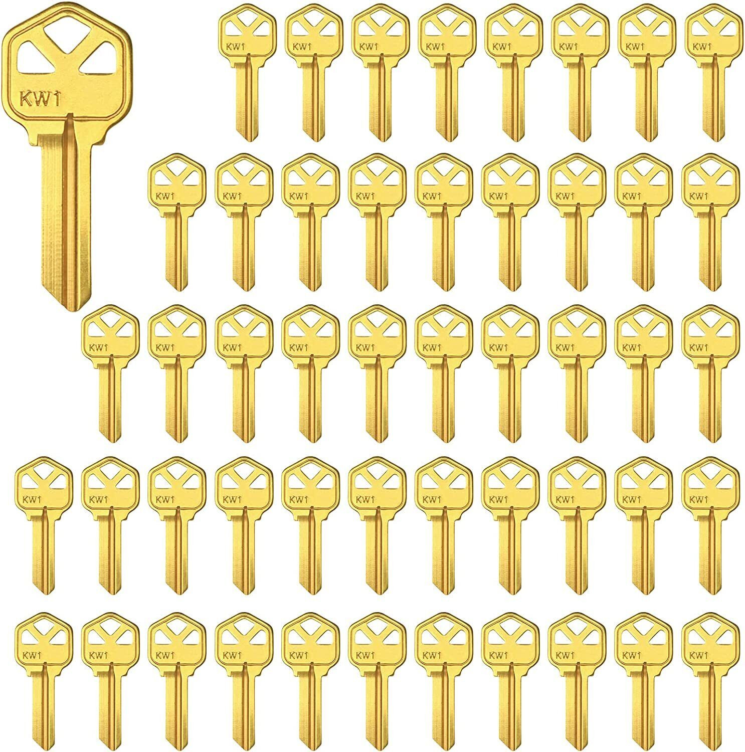  50PCS Keys Brass Finish 5Pin Blank Key Blanks KW1 Uncut Blank Keys