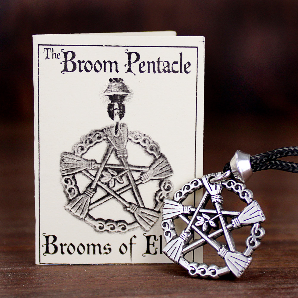 Brooms of Elder Pentacle Pendant Goddess Necklace Wicca Jewelry Pagan Talisman