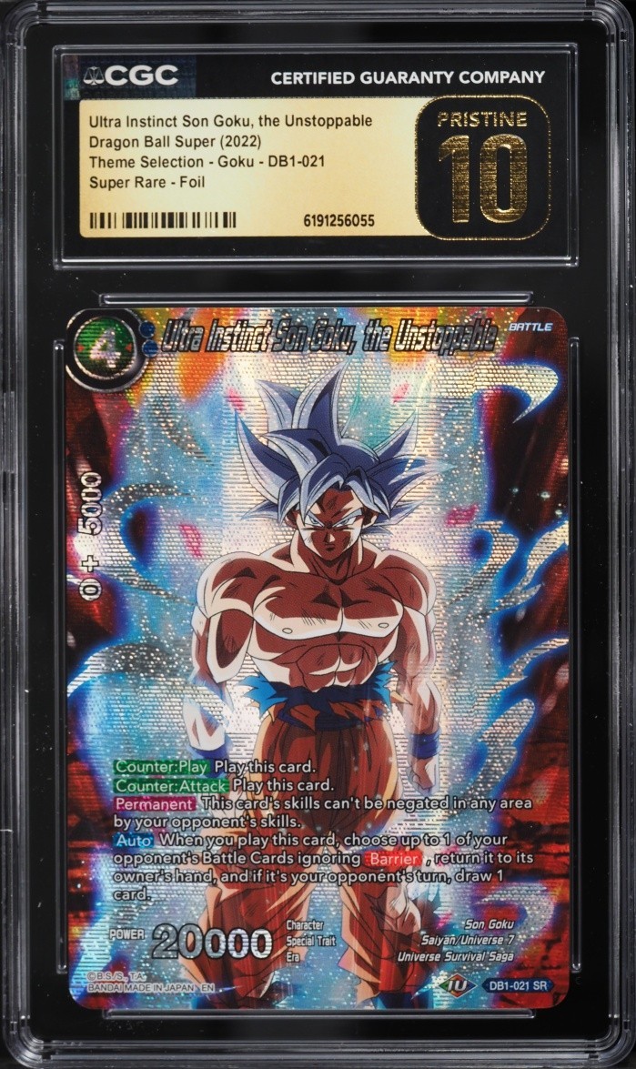 2022 Dragon Ball ENG CGC 10 PRISTINE Ultra Instinct GOKU SUPER RARE FOIL DB1-02