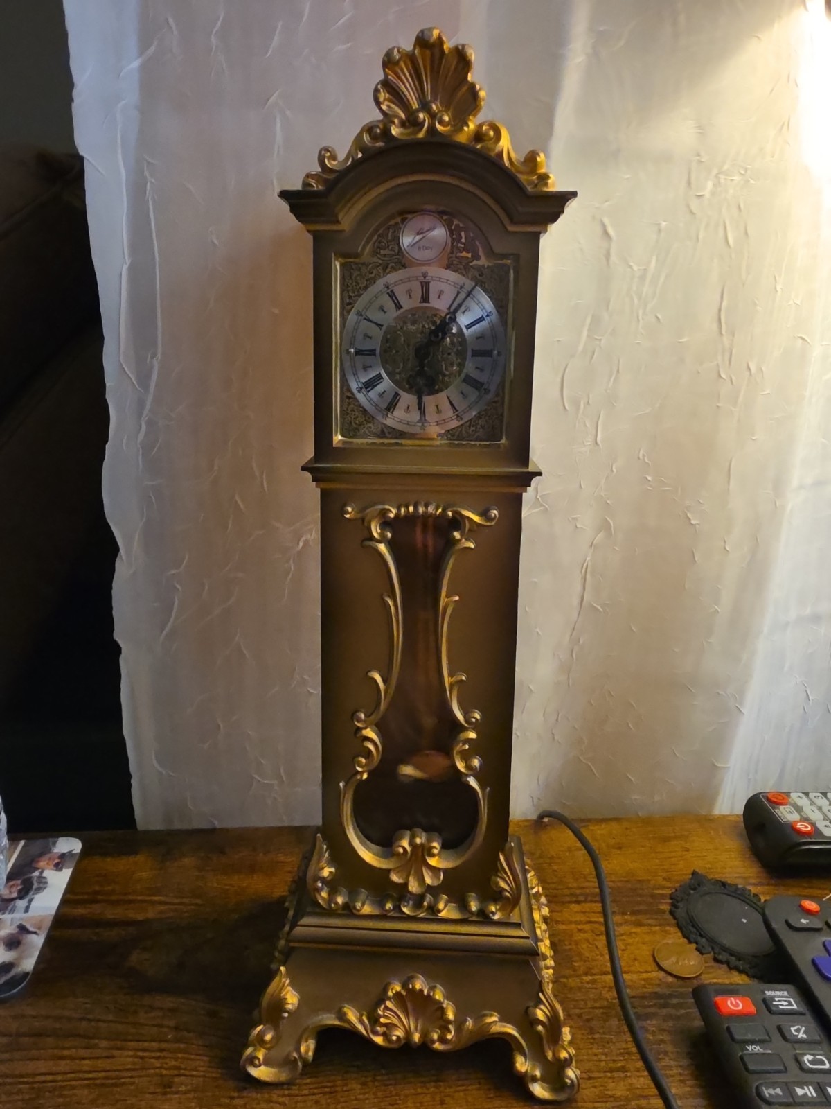 VTG  Schmid 8-Day Miniature Grandfathers Clock with Pendulum 1960s  RARE WORKS 