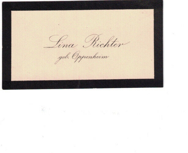 LINA RICHTER German Suffragette Educator Mother 1912 Handwritten Business Card