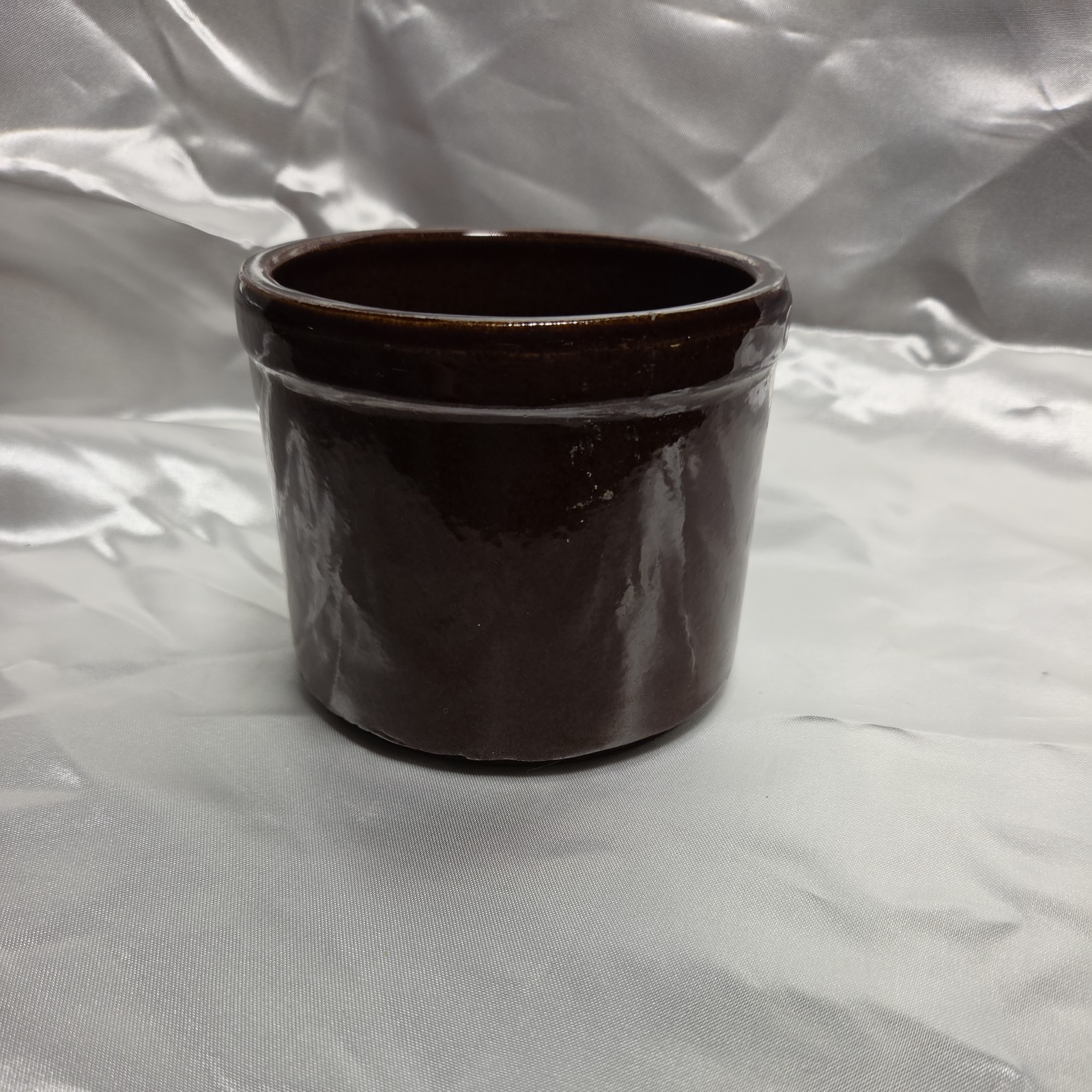 Vintage Brown stoneware crock Date On Bottom July 28,1982- No Lid