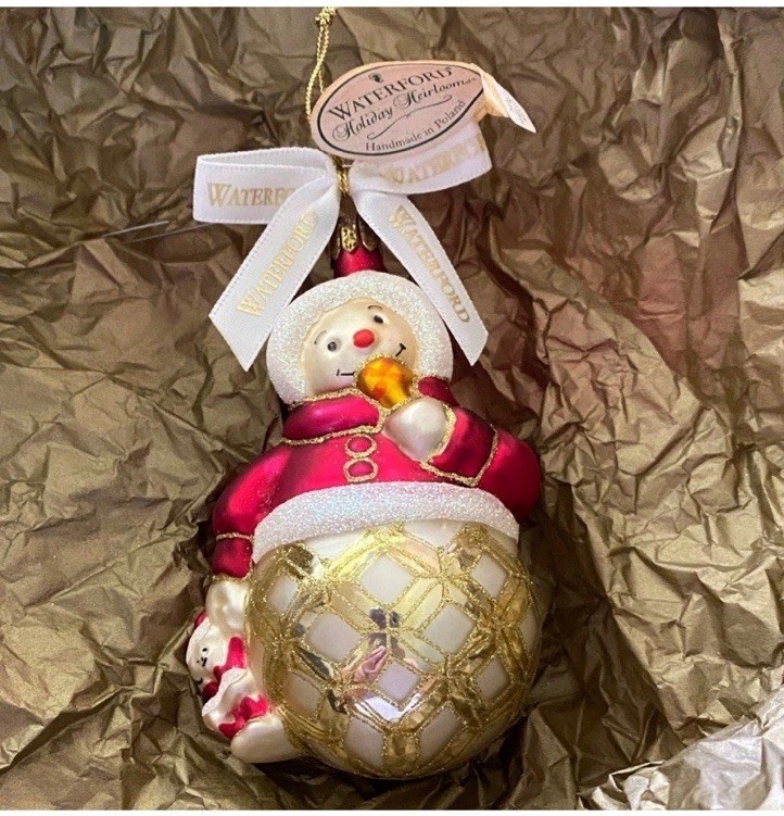 Vintage Waterford Festive Snowman Holiday Ornament