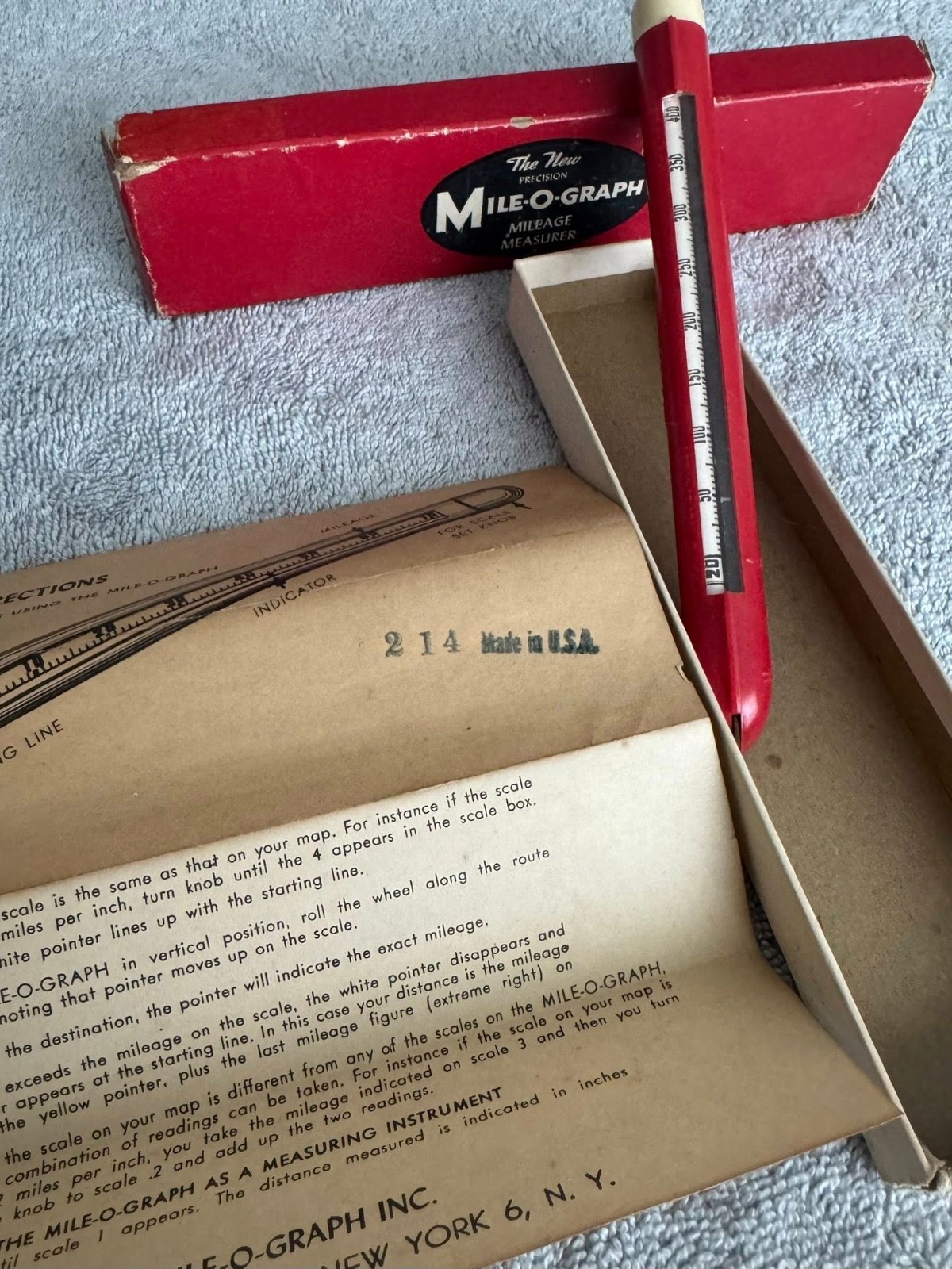 Vintage Mile‑O‑Graph Mileage Measurer w/ Box & Instructions – Road Map Tool MCM