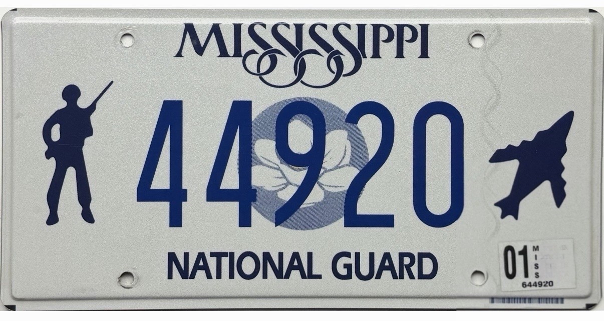 *BARGAIN BIN*  2020s Mississippi NATIONAL GUARD License Plate #44920