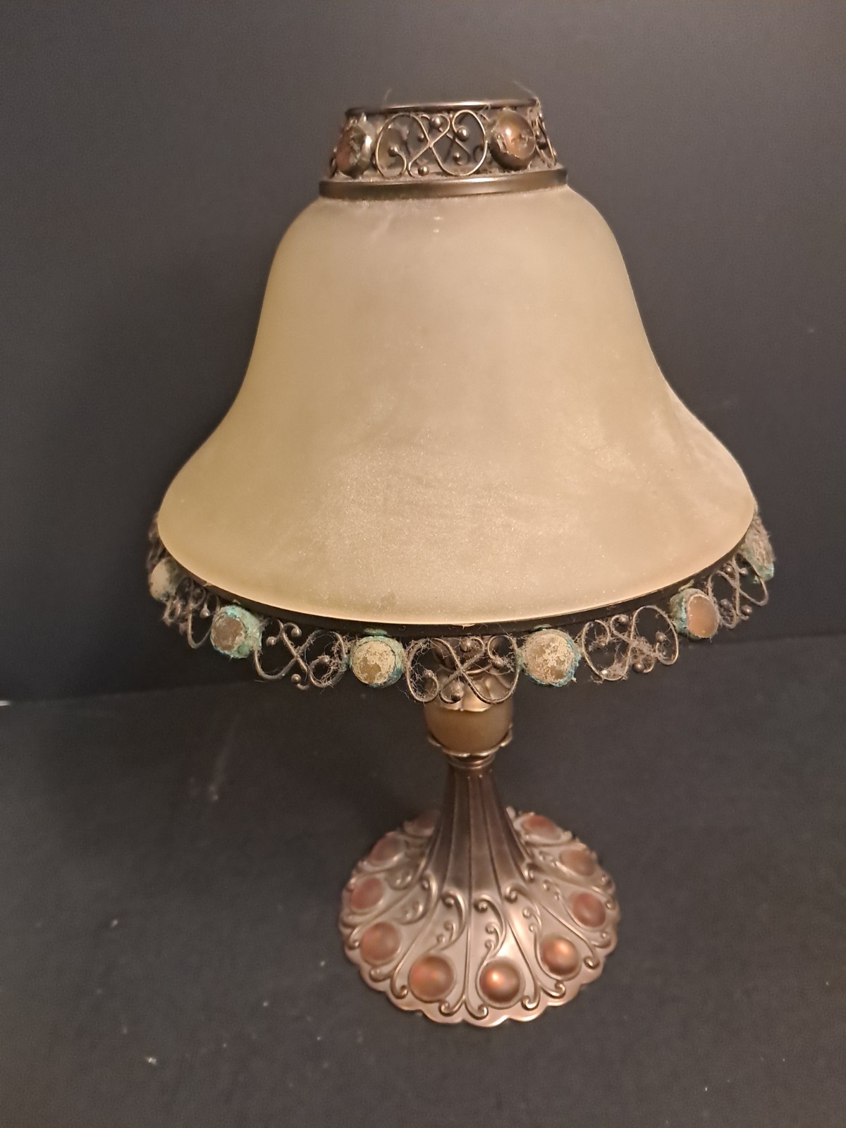 VTG PartyLite Paris Tealight Votive Lamp Bronze Amber Glass Tea Light Included
