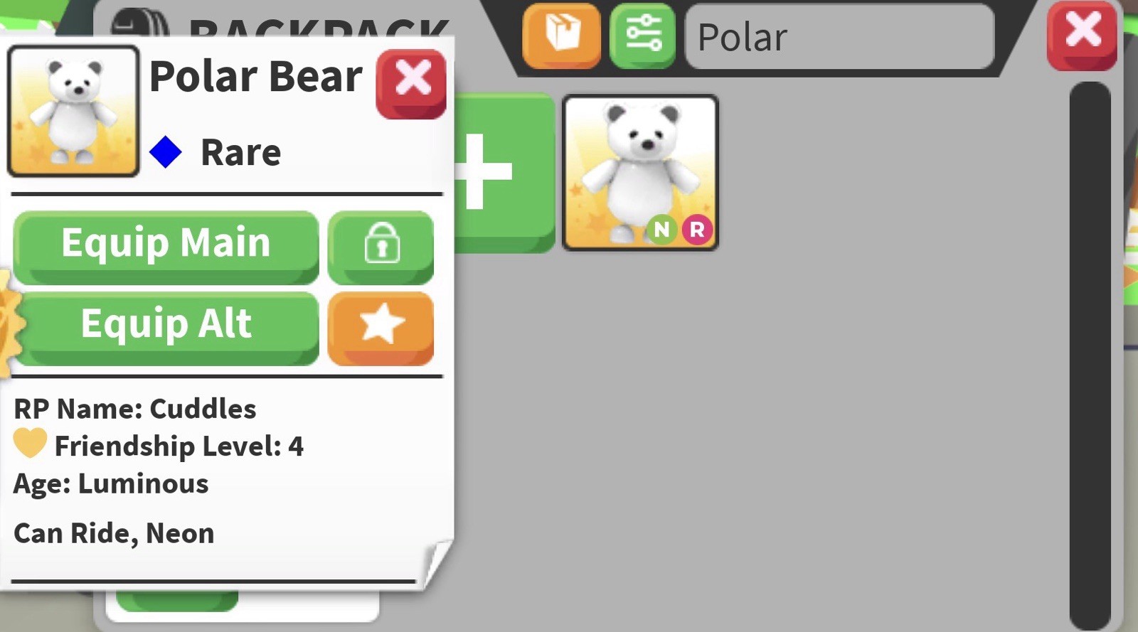 Neon Polar Bear Ride- Adopt Me