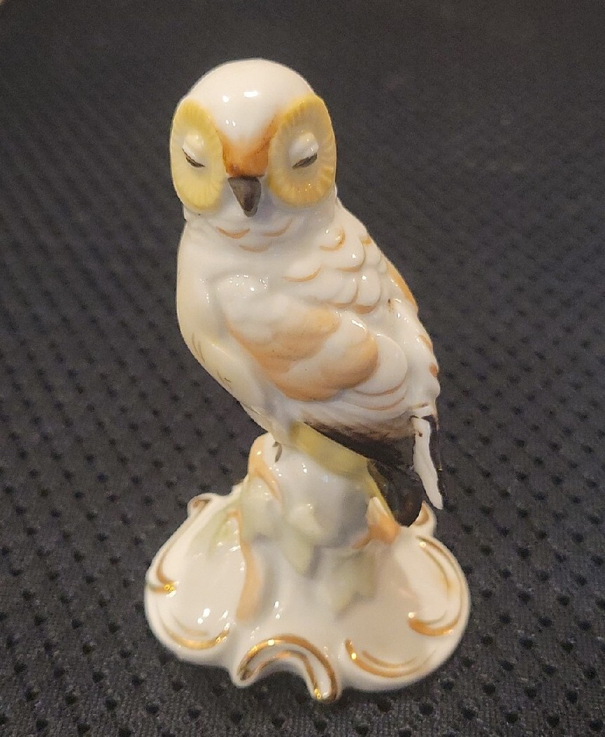 Lefton Owl Figurine China Hand Painted Statue KW2829