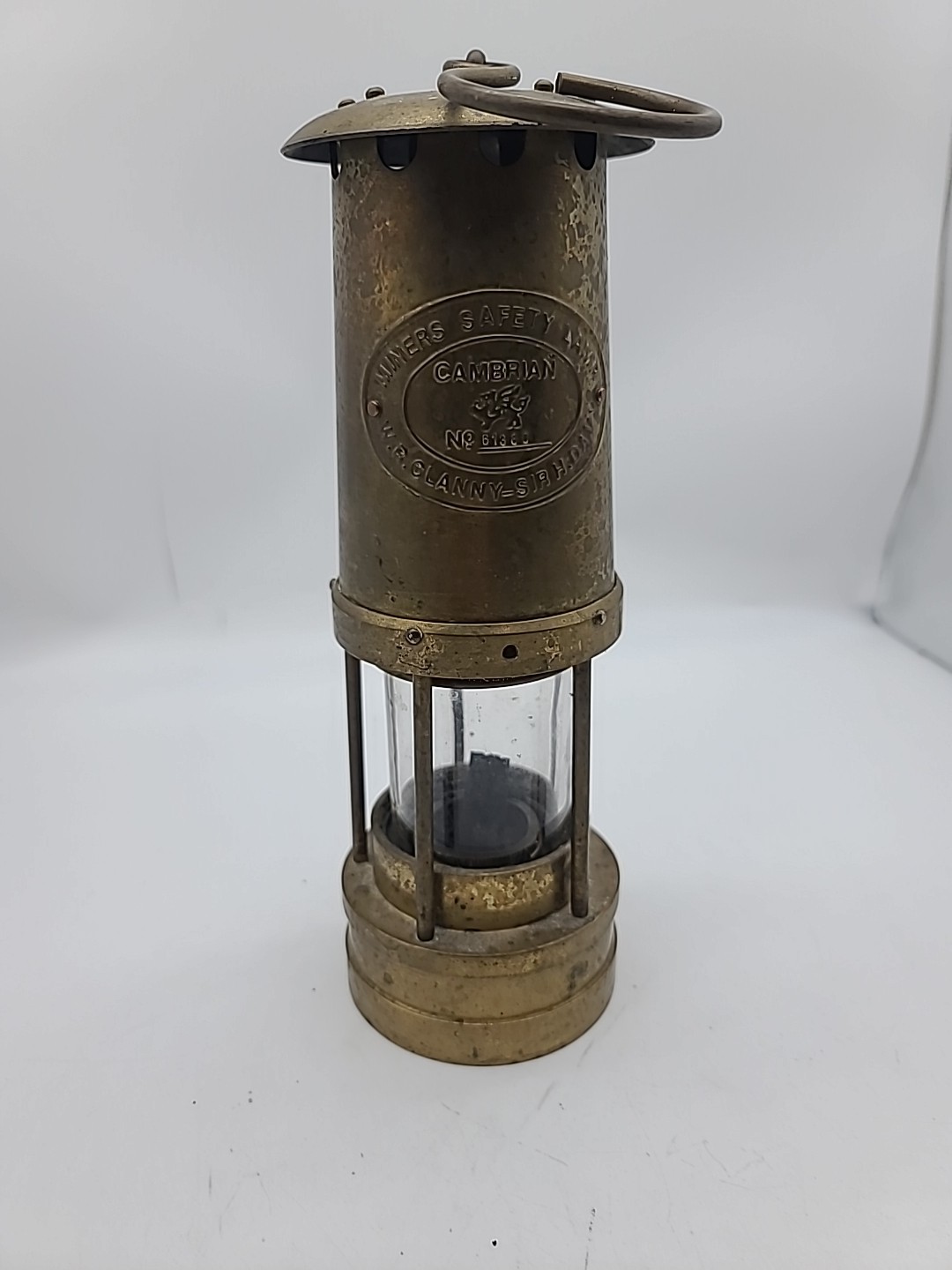 CAMBRIAN MINERS Safety Lamp W.R.Clanny-Sir H. Davy GUC Solid Brass No. 61380