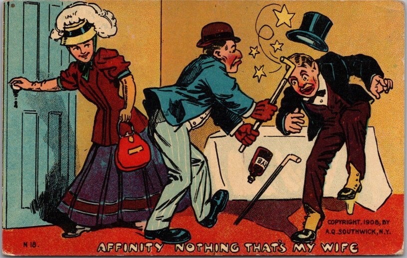 Vintage 1908 Marriage Romance Comic Postcard 