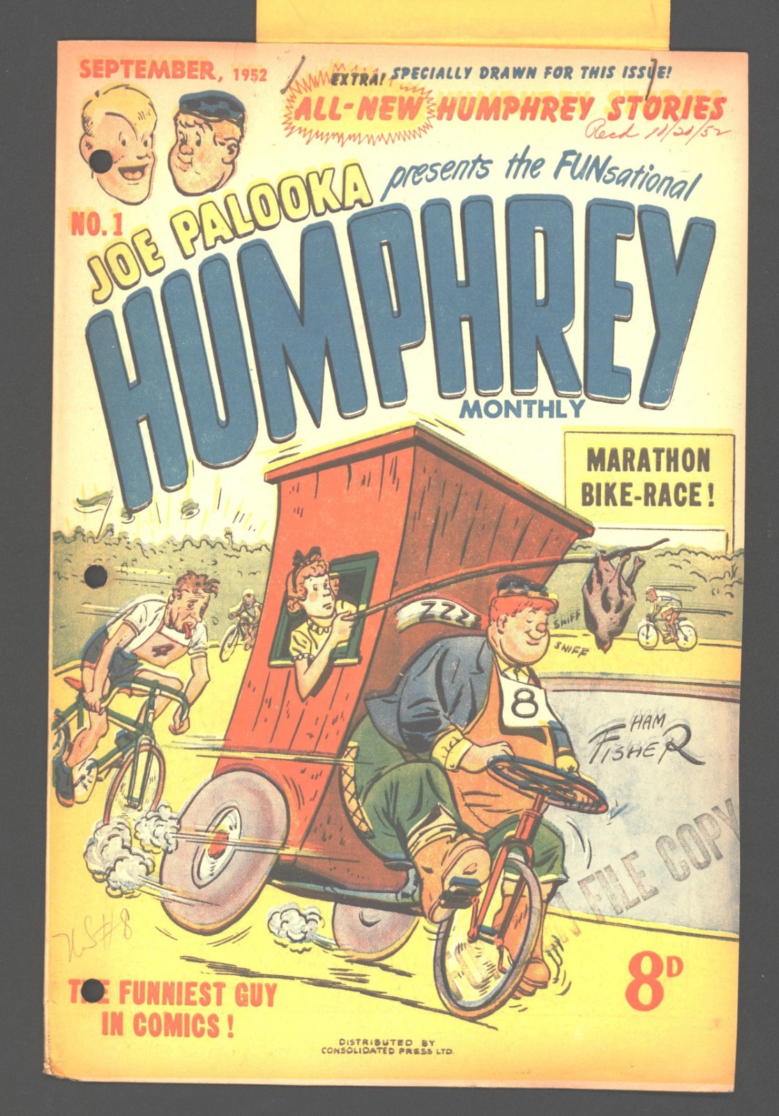 Humphrey Monthly #1 1952 Australian copy Grade 0.5 bike race on cover Humphrey Monthly #1 1952 Australian copy Grade 0.5 bike race on cover
